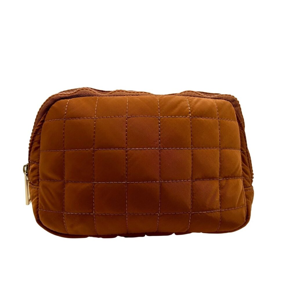 MMS Brands Brown Fabric Quilted Puffer Belt Bag